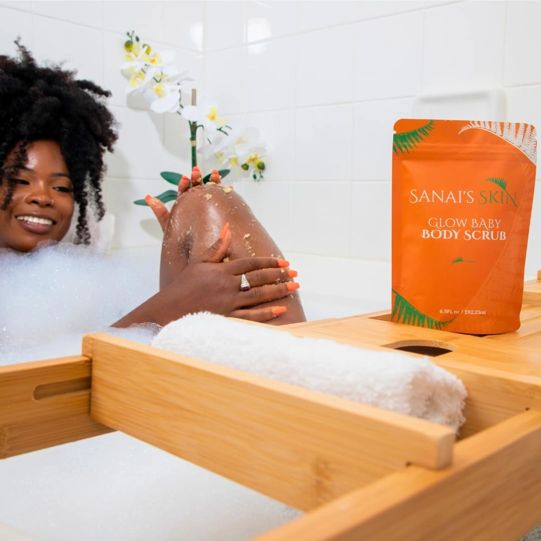 Sanai's Skin Glow Baby Body Scrub | Vegan & Cruelty-Free Exfoliator | Shea Butter & Sea Salt for Soft Smooth Moisturized Skin