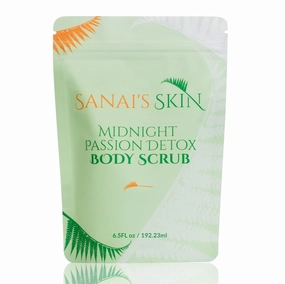 Sanai's Skin Midnight Passion Detox Body Scrub | Vegan & Cruelty-Free Exfoliator | Shea Butter & Black Lava Sea Salt for Soft Smooth Moisturized Skin