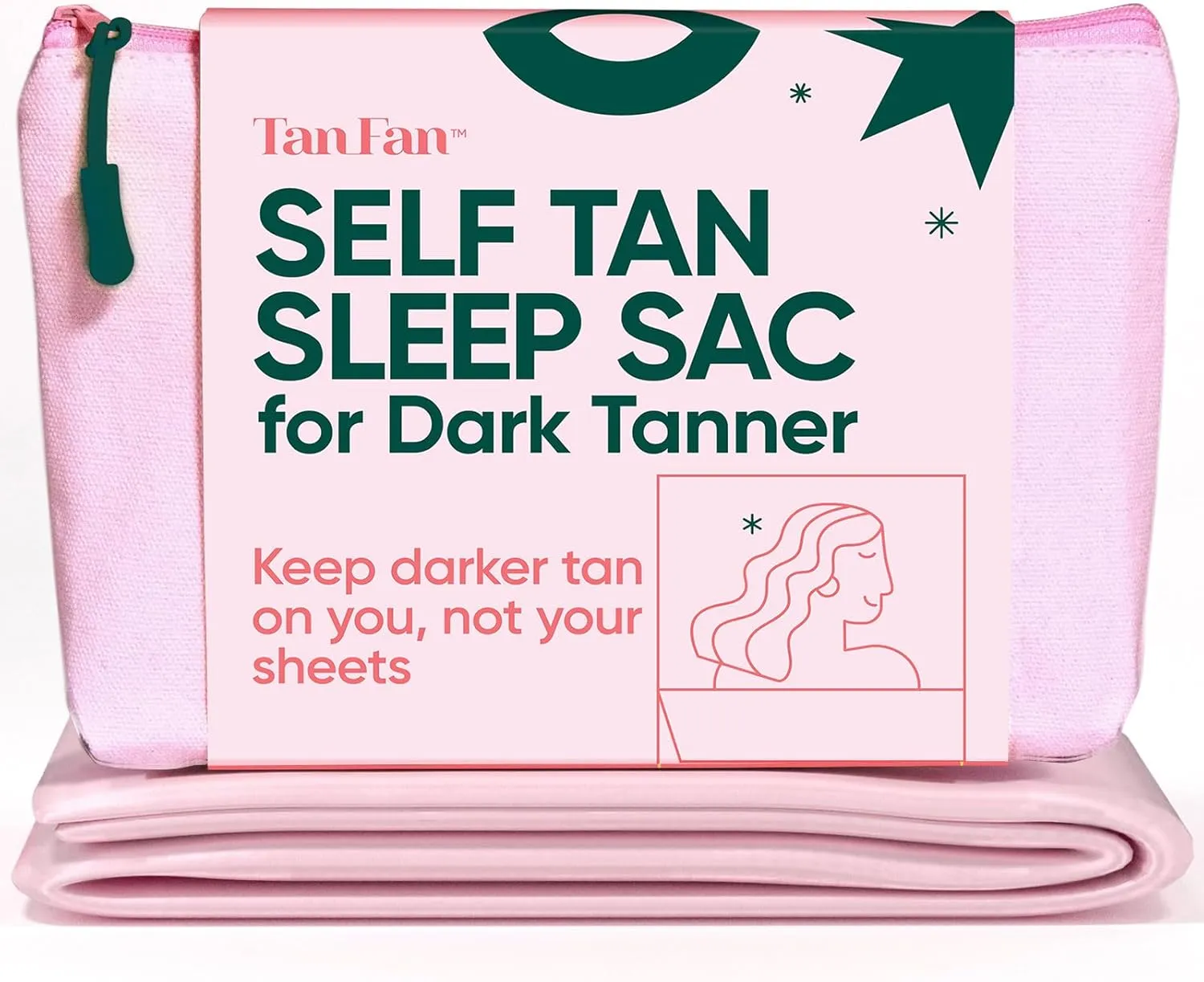 Self Tan Sleep Sac for Dark Tanner - Keep Sheets Clean from Dark Tan Stains - 100% Cool Silky Poly - Thicker Bottom - Lightweight Top - Won’t Rub or Absorb Tanner - Roomy Foot Openings (Pink)