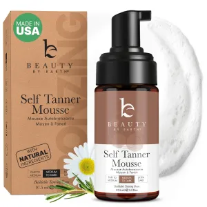 Self Tanner Mousse - USA Made with Natural & Organic Ingredients, Self Tanning Mousse for Dark Fake Tan, Sunless Tanner, Clear & Non Toxic Tanning Foam for Streak Free Finish & Natural Glow