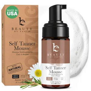 Self Tanner Mousse - USA Made with Natural & Organic Ingredients, Self Tanning Mousse for Fake Tan, Sunless Tanner for Pale Skin, Clear & Non Toxic Tanning Foam for Streak Free Finish, No Orange Color