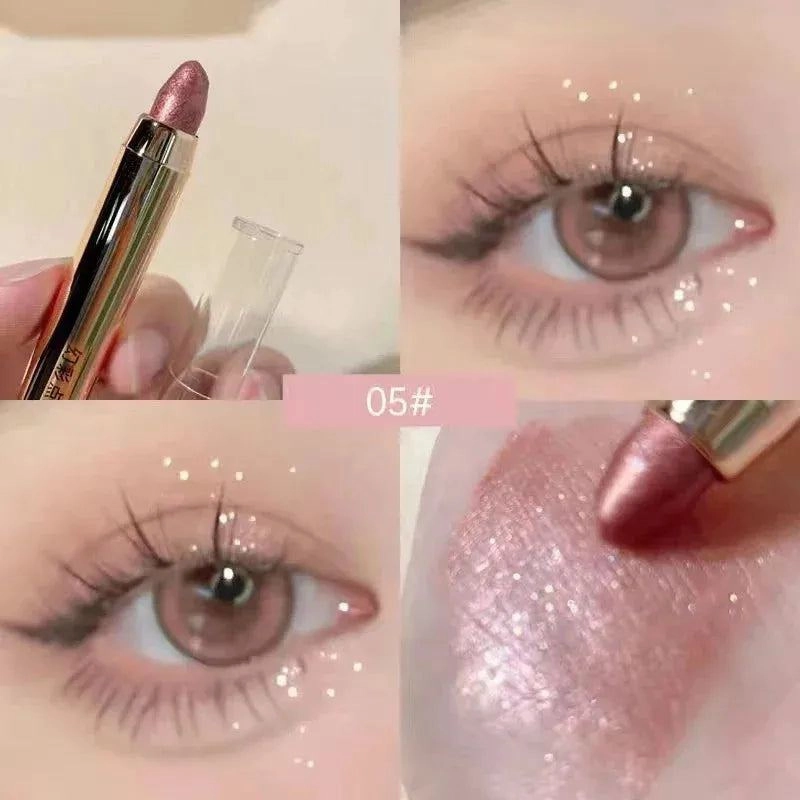 Shimmer Eyeshadow Stick Easy Glitter Highlighter Eyeshadow Pencil Brightening Makeup Pink Silkworm Champagne Gold Eyeliner Pe