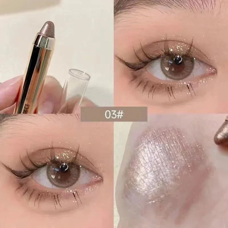 Shimmer Eyeshadow Stick Easy Glitter Highlighter Eyeshadow Pencil Brightening Makeup Pink Silkworm Champagne Gold Eyeliner Pe