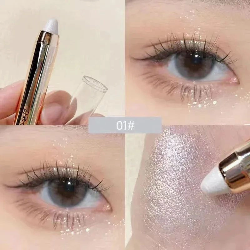 Shimmer Eyeshadow Stick Easy Glitter Highlighter Eyeshadow Pencil Brightening Makeup Pink Silkworm Champagne Gold Eyeliner Pe