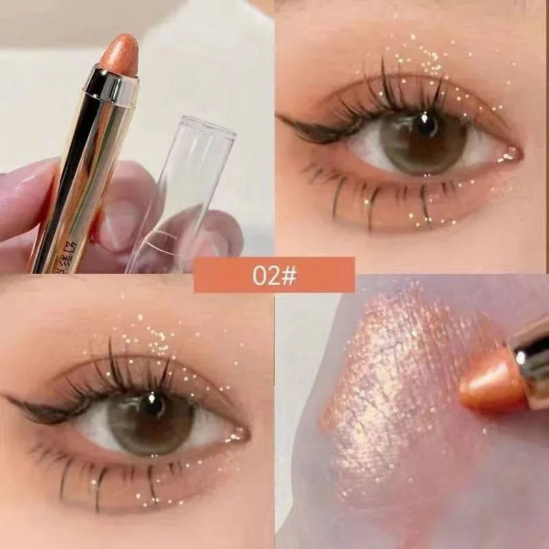 Shimmer Eyeshadow Stick Easy Glitter Highlighter Eyeshadow Pencil Brightening Makeup Pink Silkworm Champagne Gold Eyeliner Pe