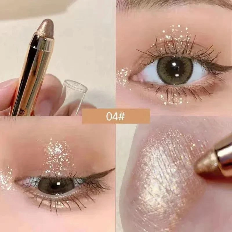 Shimmer Eyeshadow Stick Easy Glitter Highlighter Eyeshadow Pencil Brightening Makeup Pink Silkworm Champagne Gold Eyeliner Pe