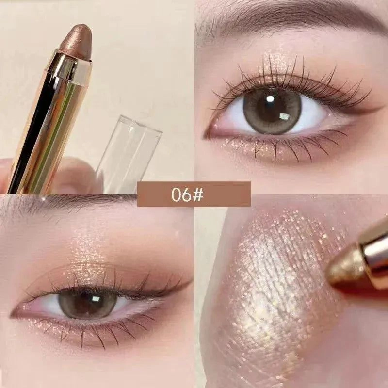 Shimmer Eyeshadow Stick Easy Glitter Highlighter Eyeshadow Pencil Brightening Makeup Pink Silkworm Champagne Gold Eyeliner Pe