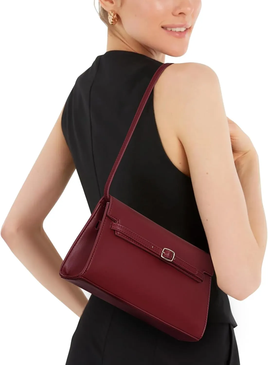 Shoulder Bag for Women Purse Designer Handbag Trendy Red Leather Purse Small Hobo Tote Purse with Adjustable Strap