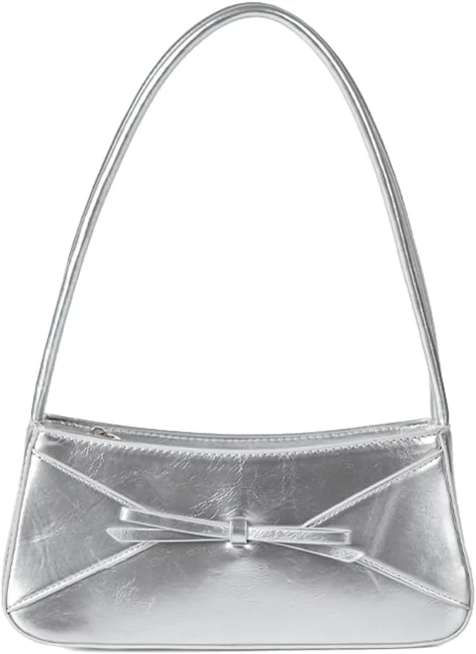 Shoulder Bag for Women Small Cute Bow Y2K Leather Clutch Purse Top Handle Handbag Trendy Underarm Bag Satchel 2025