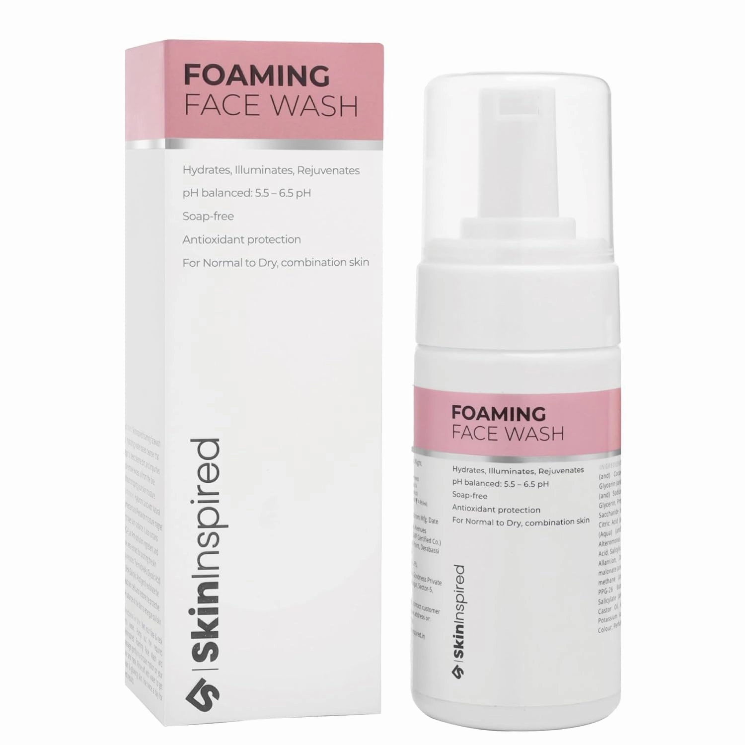 Ski.n Ins.pire.d Foaming Face Wash – Gentle daily cleanser for glowing skin. Suitable for normal, dry & combination skin. Unisex, 100 ml (Pack of 2).