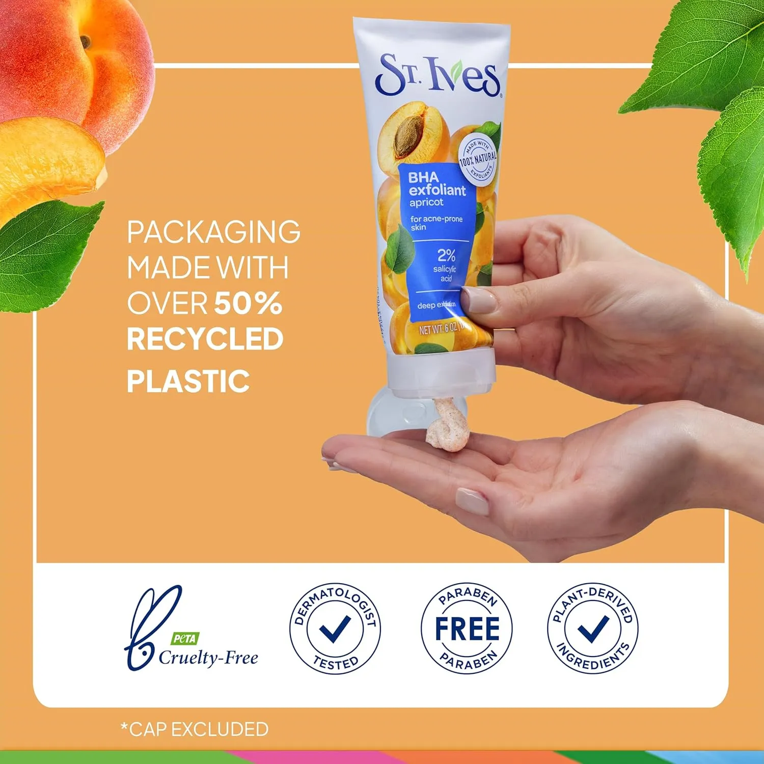 St. Ives Acne Control Apricot Face Scrub, Deep Exfoliator Skin Care, Prevents Acne for Radiant Skin, Salicylic Acid Acne Treatment Facial Scrub, Made with 100% Natural Exfoliants, 6 oz, 4 Pack