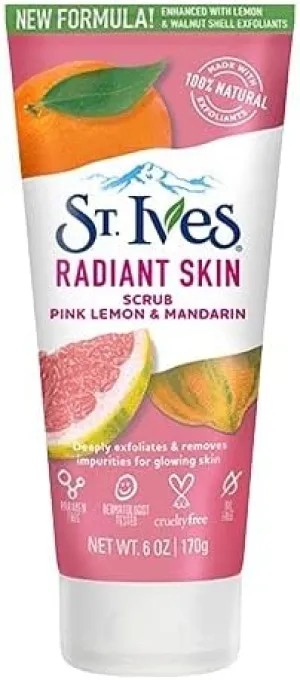 St. Ives Radiant Skin Pink Lemon and Mandarin Orange Face Scrub 6 oz (Pack of 6)