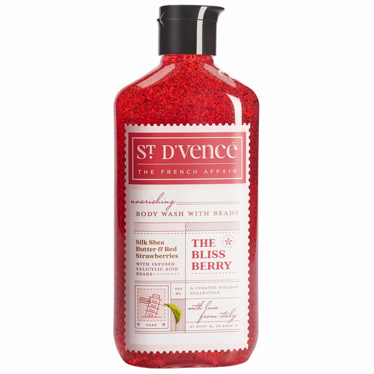 St. D’vence Bliss Berry Salicylic Acid Body Wash Shower Gel for Women & Men with Strawberry & Raw Shea Butter | Body Wash for Summer | Tan Removal, Paraben & SLS Free - 300 ml