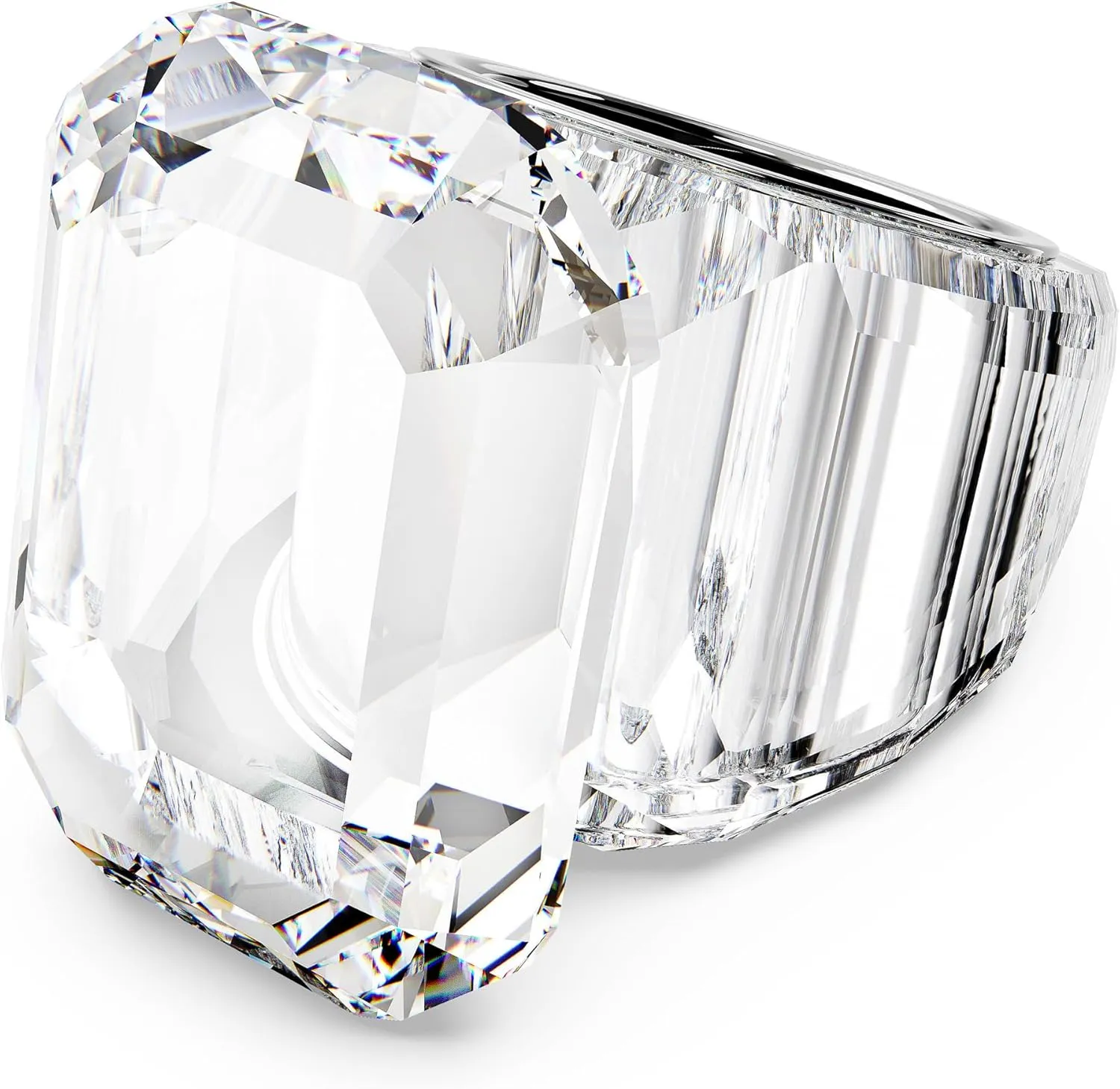 Swarovski Lucent cocktail ring, Octagon cut, Clear, Size 6.75