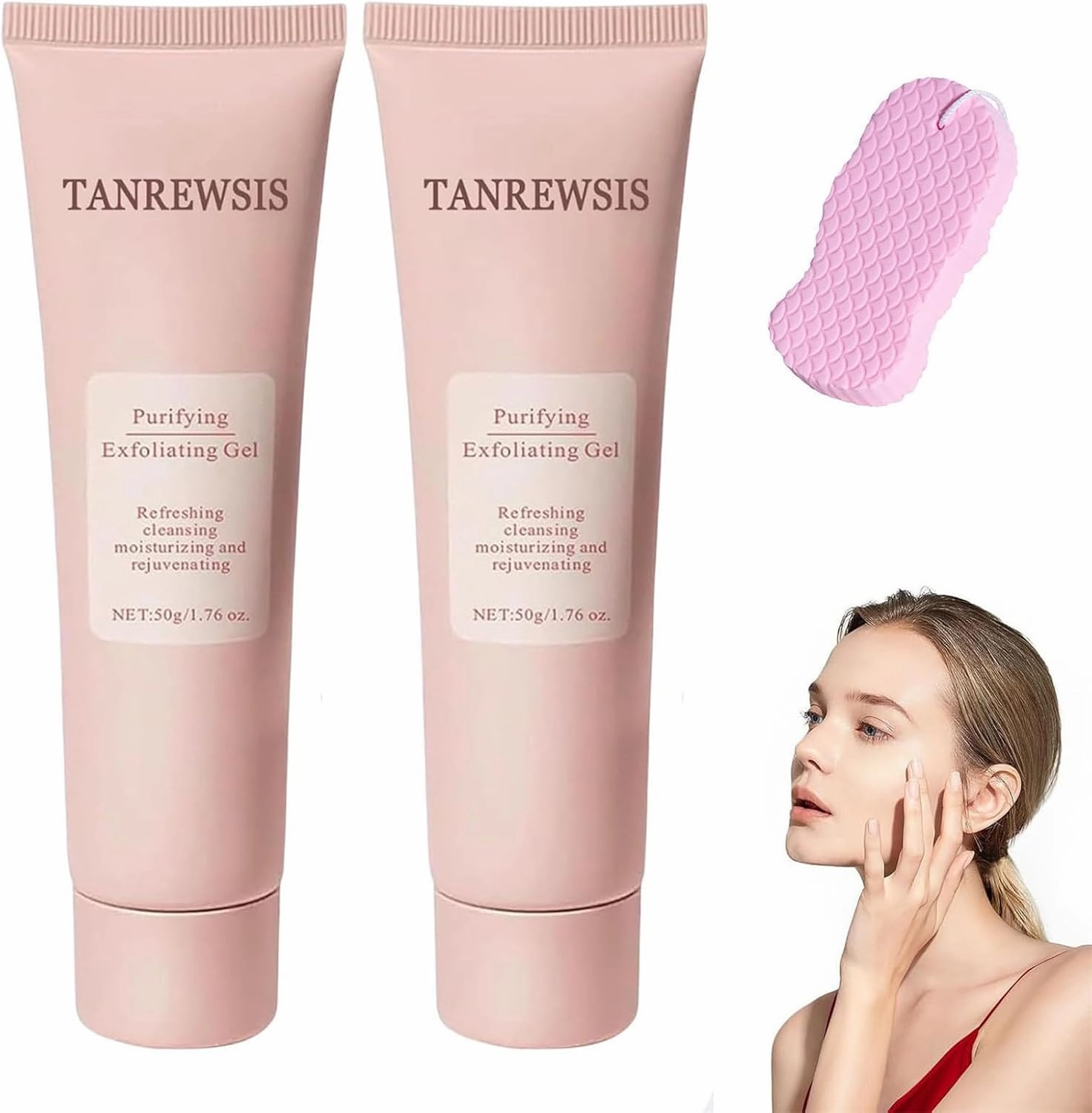 Tanrewsis Exfoliating Gel, Face and Body Exfoliating Scrub Gel, Deep Cleansing Moisturizing Facial Exfoliator-2pcs