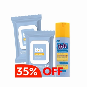 TBH Gentle Face Wipes 2 packs and TBH Gentle Hydrating Face Moisturizer for Kids, Tweens, and Teens with Sensitive Dry Oily Skin