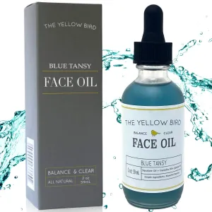 The Yellow Bird Balancing Blue Tansy Face Oil – Skin Glowing Serum. Collagen Support. Promotes Clear Skin Naturally. Wrinkle & Pore Minimizer. Natural, Vegan Facial Moisturizer.