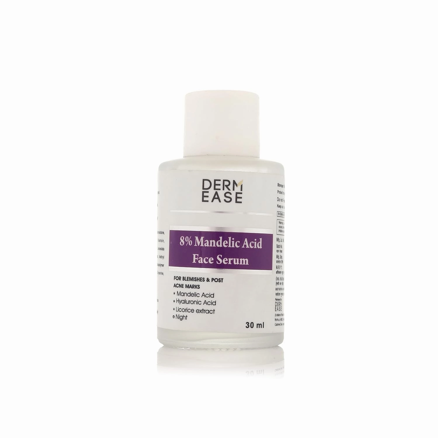 The Derm Coo 8% Mandelic Acid Face Serum with Mandelic & Hyaluronic Acid for Blemishes & Post Acne Marks - 30 ml, 1.01 Fl oz