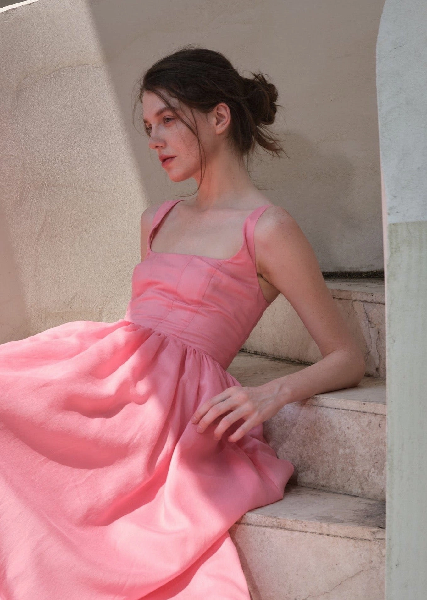 The Take Me Out Dress in Glowing Pink