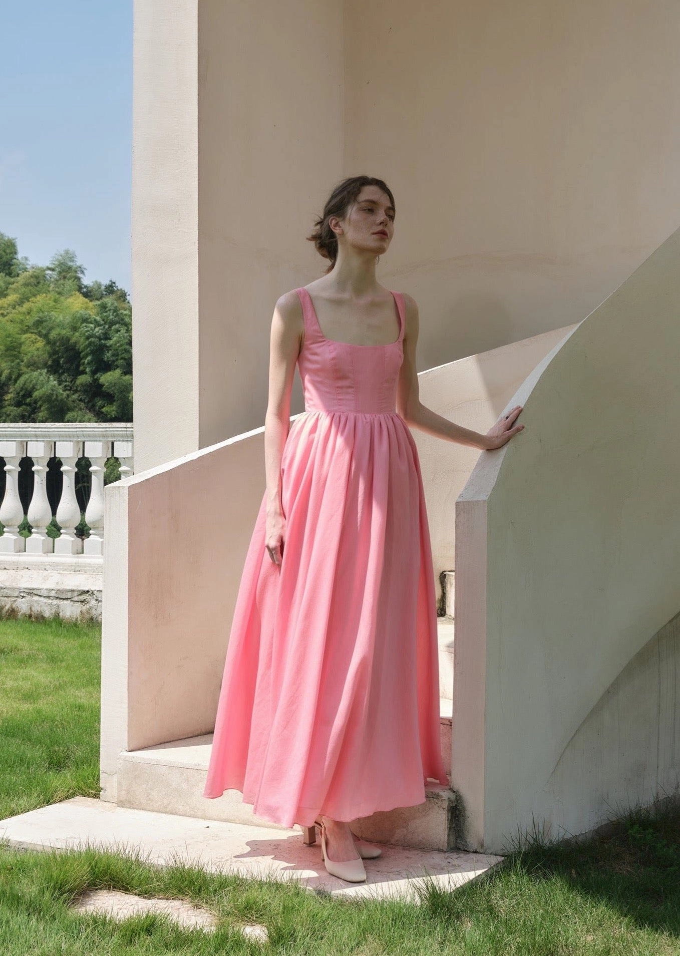 The Take Me Out Dress in Glowing Pink
