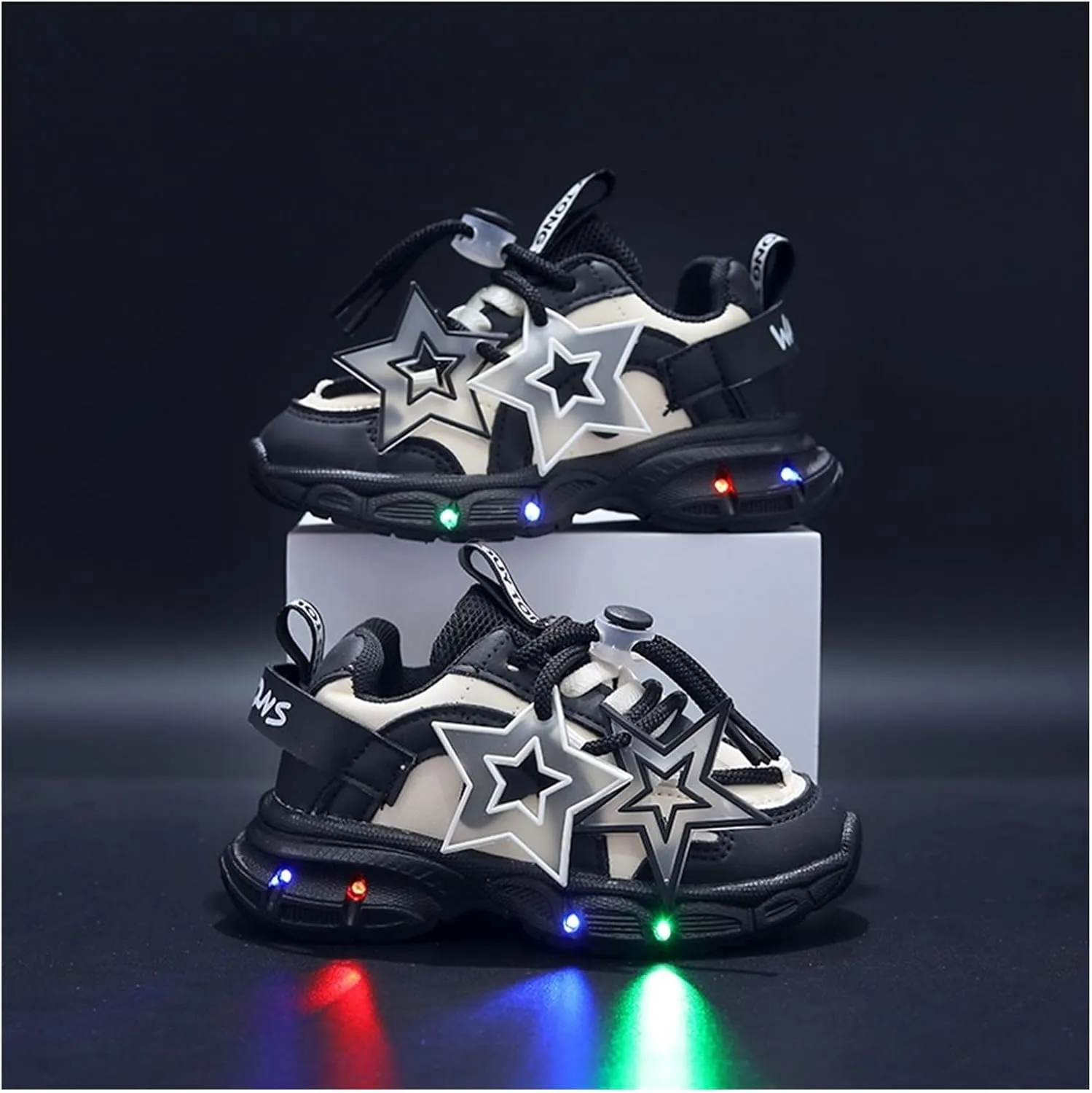Toddler Light up Shoes for Girls - Slip Resistant led Lights Shoes with Cartoon Design, Luminous Glowing Kids Sneakers, Available in Black and Pink for Spring, Summer and Fall