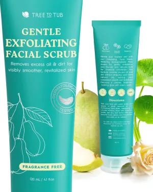 Tree To Tub Exfoliating Face Wash - Gentle Facial Exfoliator & Face Scrub w/Salicylic Acid for Glowing Skin - Non-Irritating Exfoliant to Remove Buildup & Refine Texture - For All Skin Types