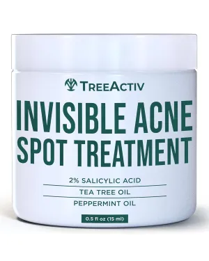 TreeActiv Invisible Salicylic Acid Cystic Acne Treatment For Face Original Formula, 0.5 fl oz, Acne Face Cream, Acne Spot Treatment for Face & Body, Acne Clearing Cream Moisturizer for Teens & Adults