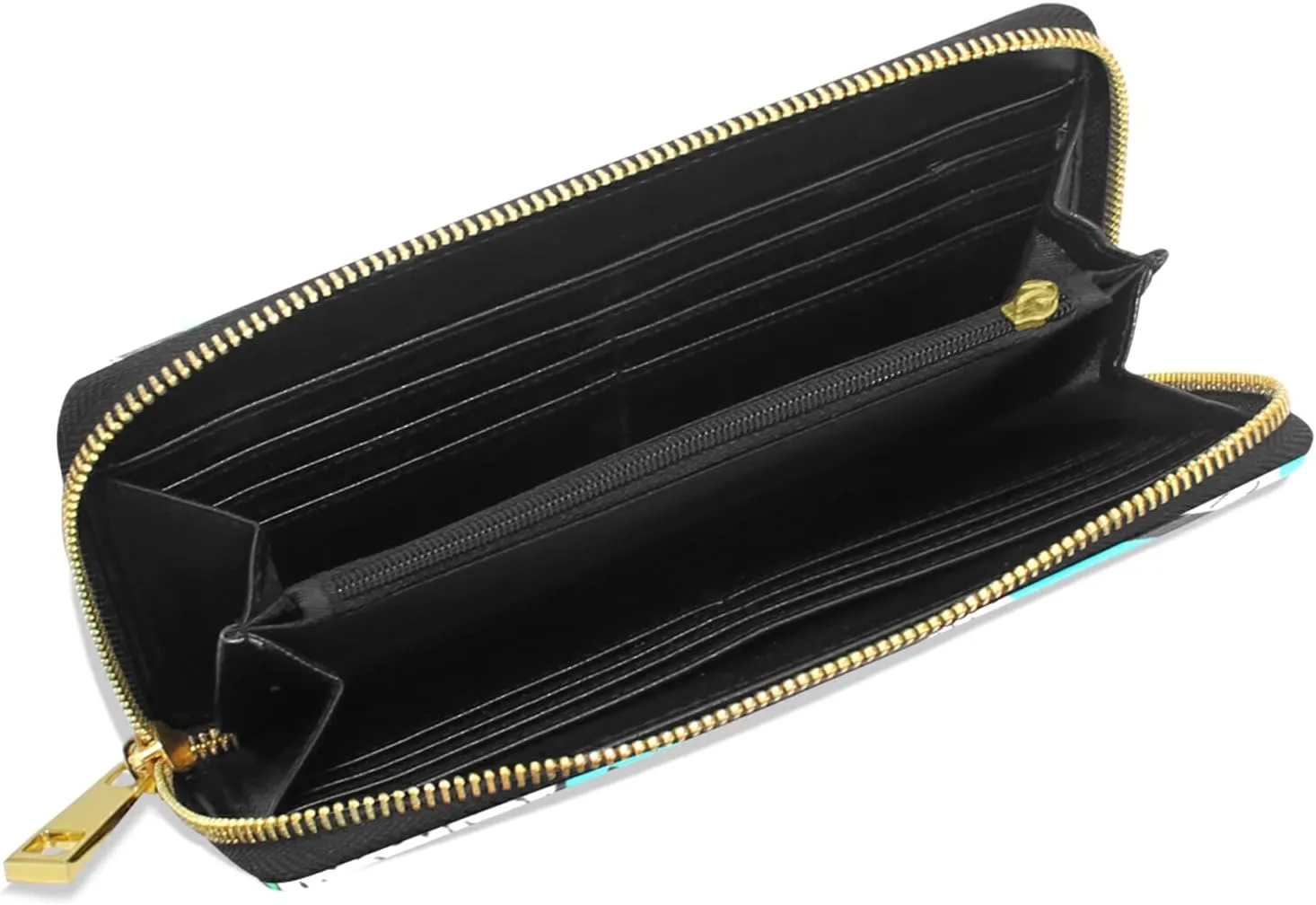 Trendy Memphis Polygonal Elements Seamless Colorful Geometric Leather Long Wallet Organizer with Zipper Purse Clutch Bag for Women Men
