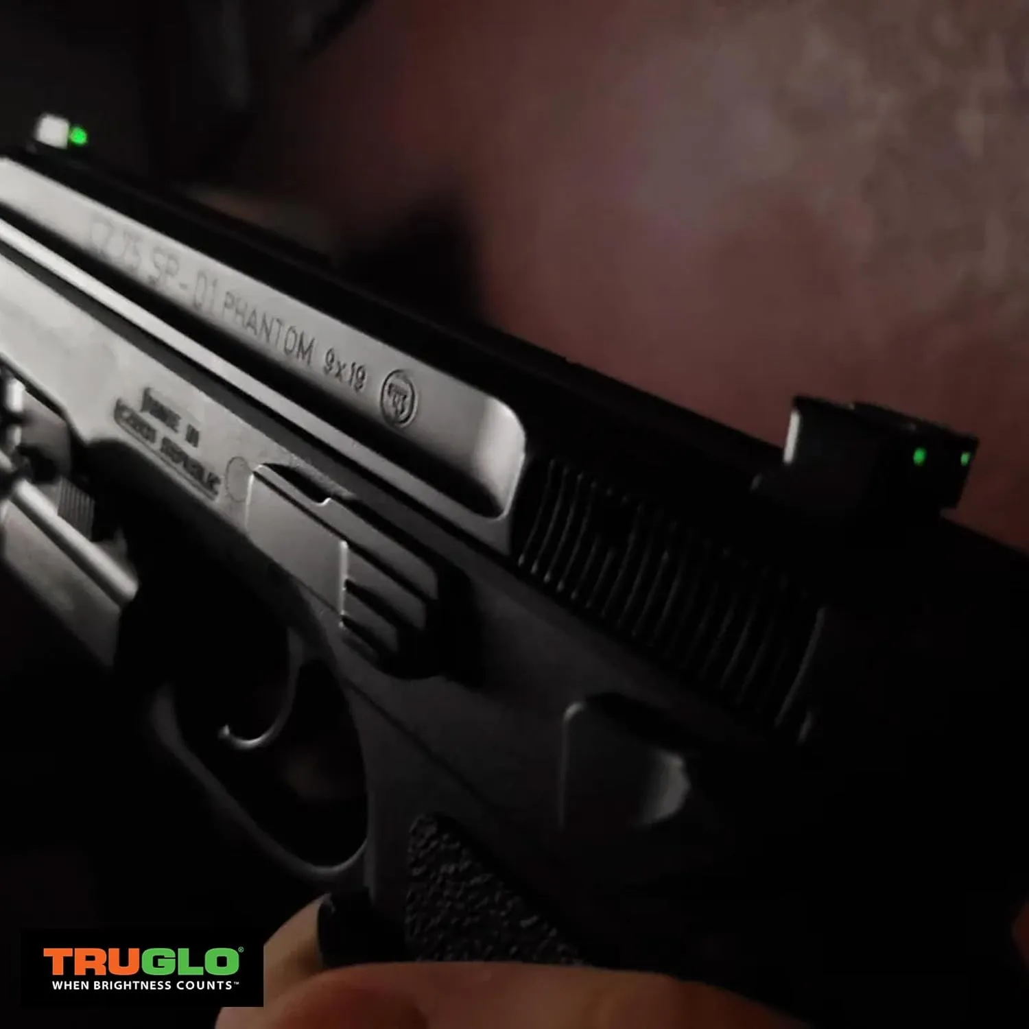 TRUGLO Tritium Pro Handgun Night Sights, Compatible with CZ Handguns Compact Gun Sights with Daylight White Dots, Night Tritium Dots & Focus Lock Front Ring