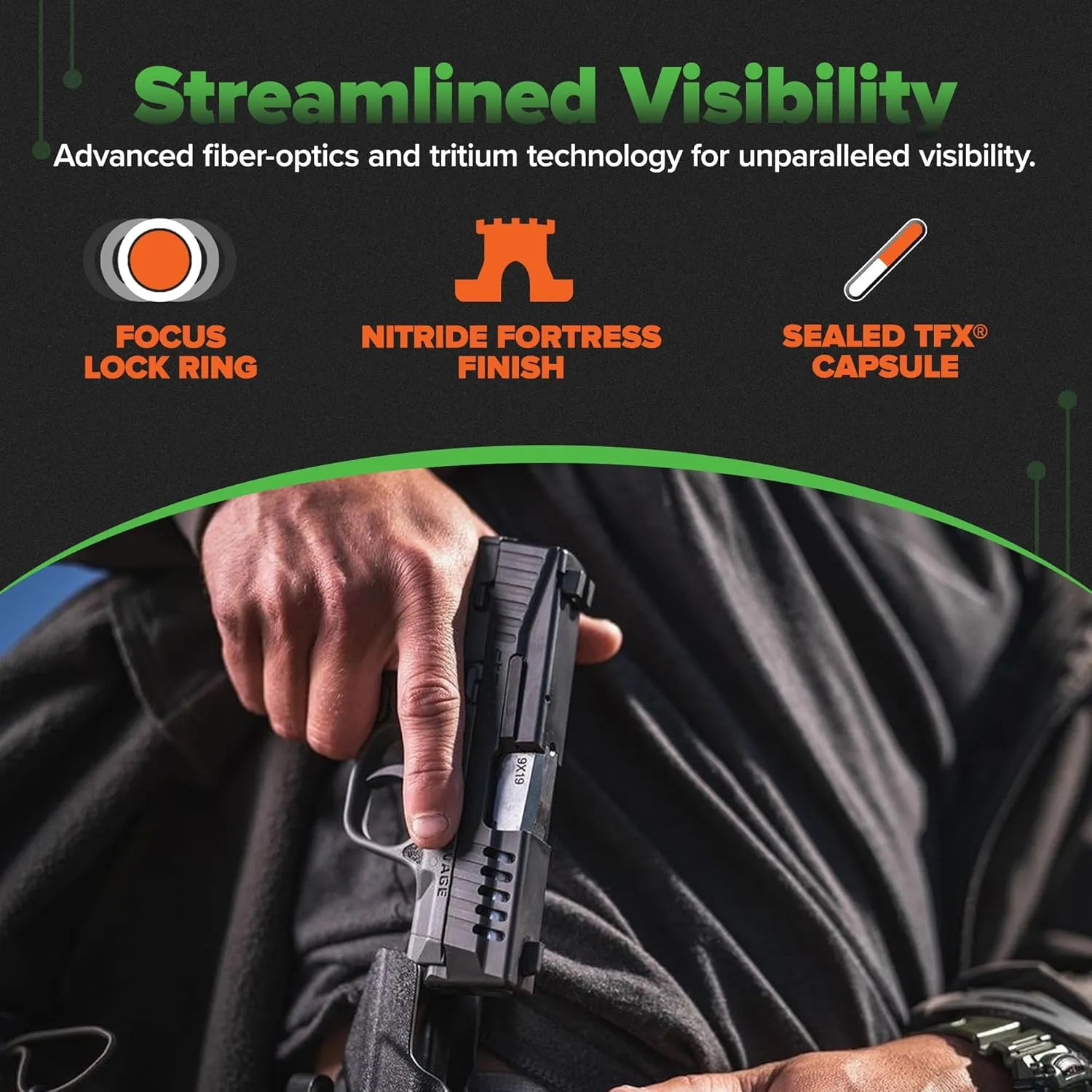 TRUGLO Tritium Pro Handgun Night Sights, Compatible with CZ Handguns Compact Gun Sights with Daylight White Dots, Night Tritium Dots & Focus Lock Front Ring