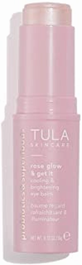 TULA Skin Care Rose Glow & Get It Cooling & Brightening Eye Balm | Dark Circle Under Eye Treatment, Instantly Hydrate and Brighten Undereye Area, Perfect to Use On-the-go | 0.35 oz.