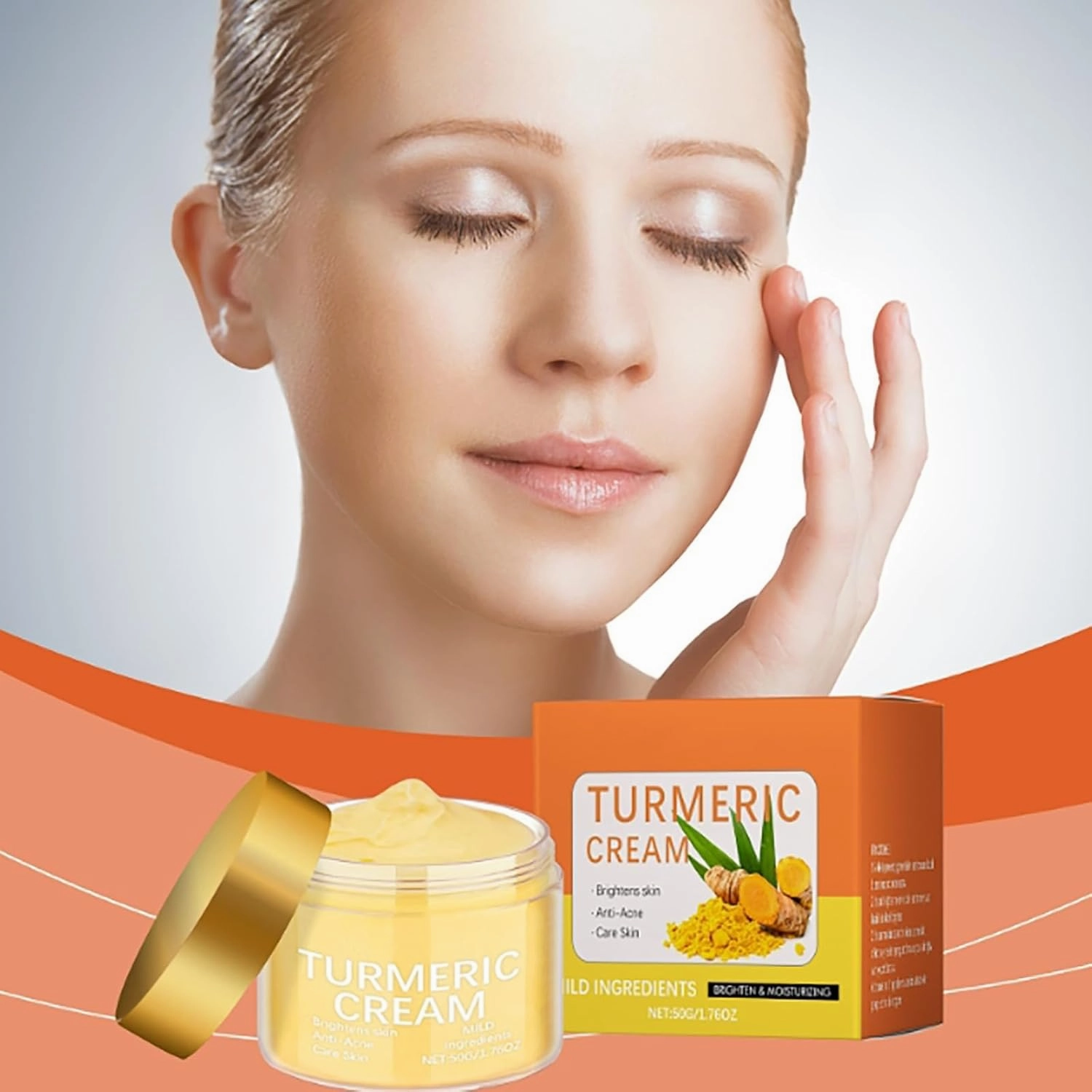 Turmeric Face Cream for Dark Spots – Natural Brightening Lotion for Face & Body, Hydrating with Natural Turmeric for Clear, Radiant Skin, Vegan, 100% Natural, Scars, Sun Damage (1Pc)