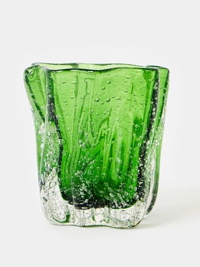 Twisted green glass tealight holder