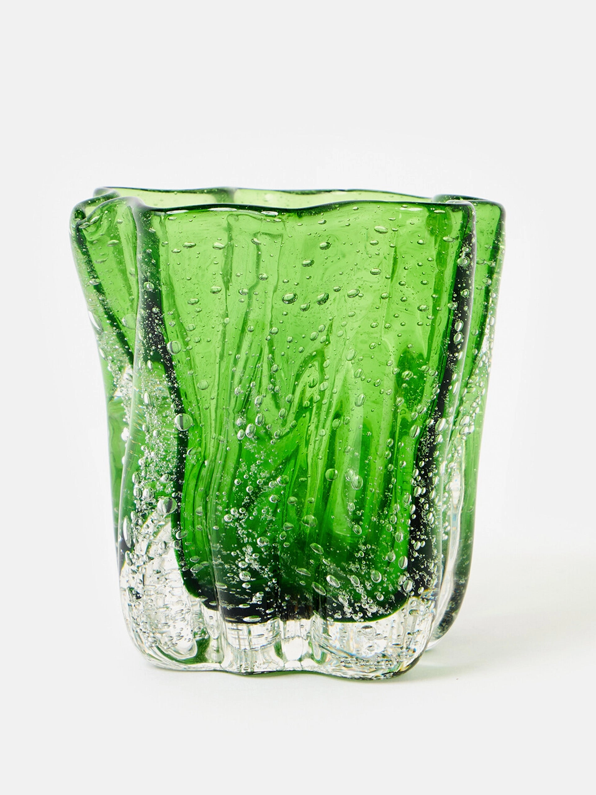Twisted green glass tealight holder