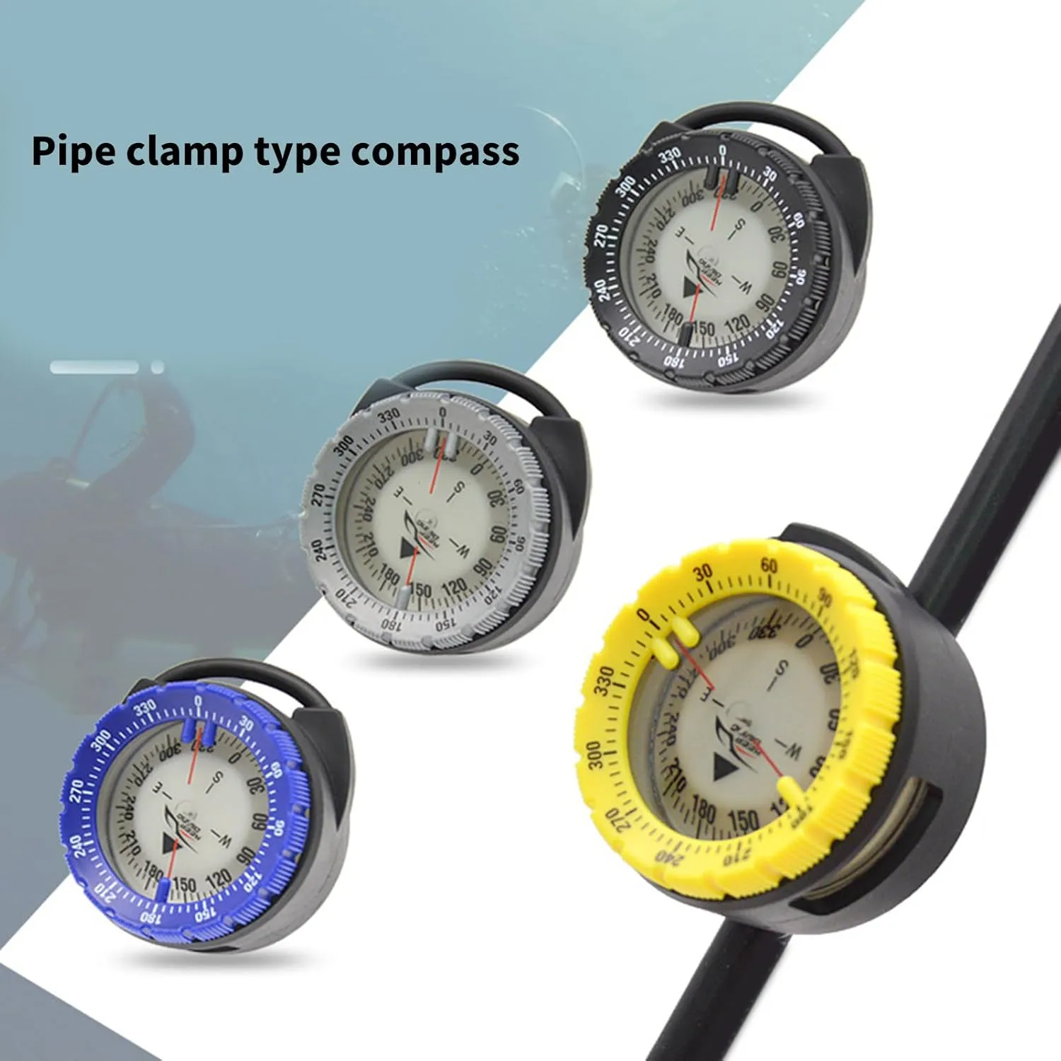 Underwater Compasses Diving Glowing Compasses Pipe Clamp Dive Compasses Diving Compasses Waterproof Diving Compasses