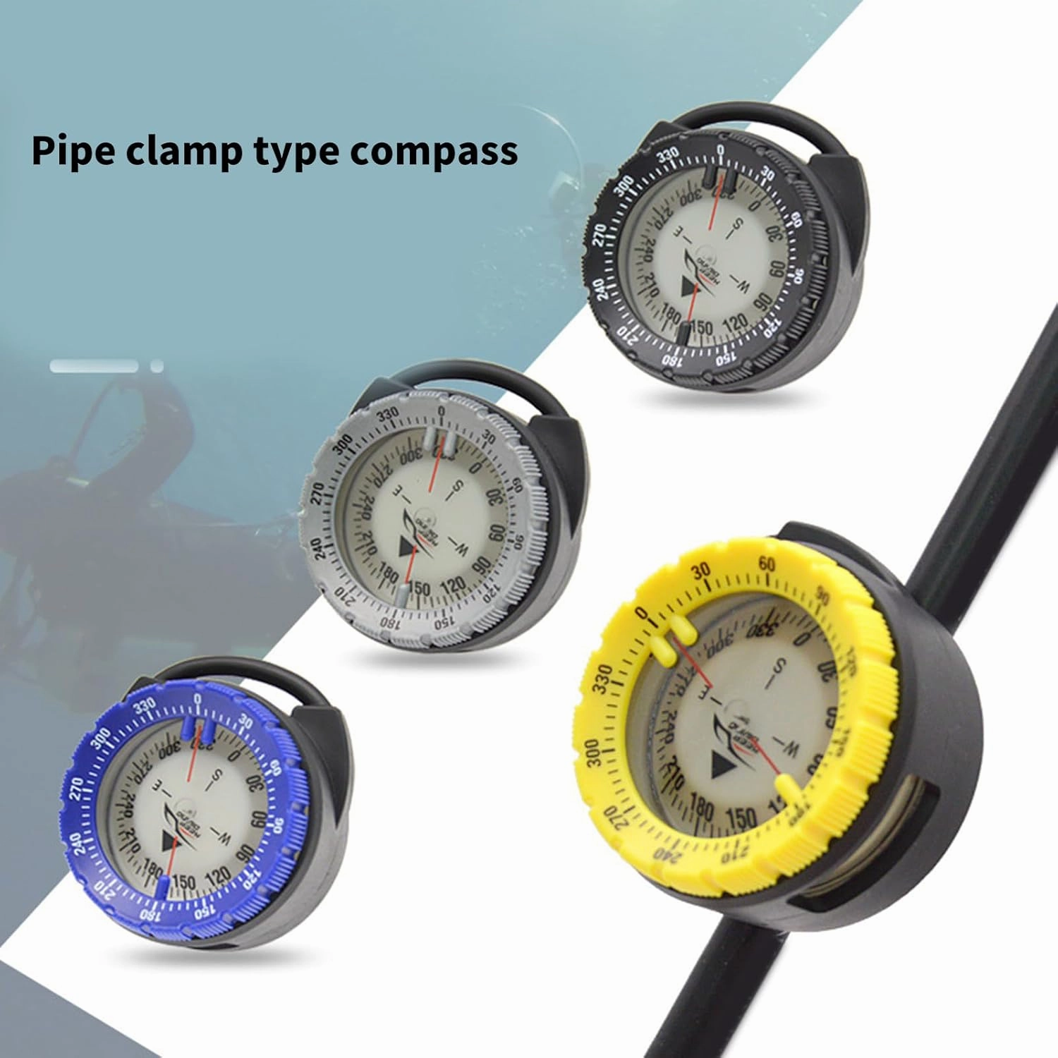 Underwater Compasses Diving Glowing Compasses Pipe Clamp Dive Compasses Diving Compasses Waterproof Diving Compasses