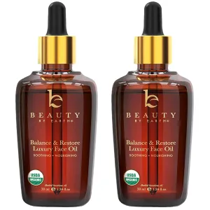 USDA Organic Face Oil - USA Made with Natural Ingredients, Anti Aging Formula for Acne-Prone & Oily Skin, Facial Oil with Vitamin E, Rosehip, Argan & Jojoba Oils for Sensitive Skin, Eczema & Rosacea