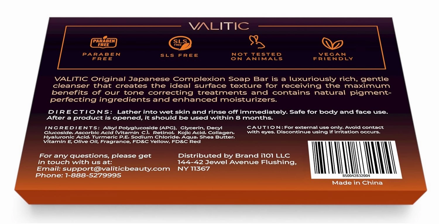 VALITIC Kojic Acid Vitamin C and Retinol Soap Bars with Turmeric for Dark Spot - Original Japanese Complex Infused with Collagen, Hyaluronic Acid, and Vitamin E (3 Pack)