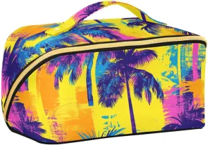 Vibrant Color Palm Trees Travel Bag with dividers stylish Cosmetic Bag For Purse Travel-Size Accessories