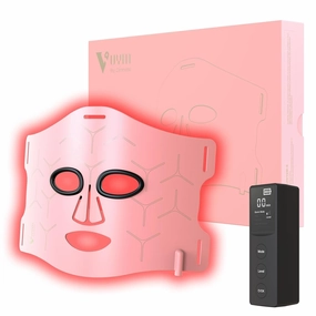 VYM Infrared Light Therapy Mask: High Power for Glowing Skin – Ultra-Thin 1.8mm 4.6oz, 830nm 633nm 590nm, Rechargeable, Red light therapy for face Luxury Gift - Pink Windmill