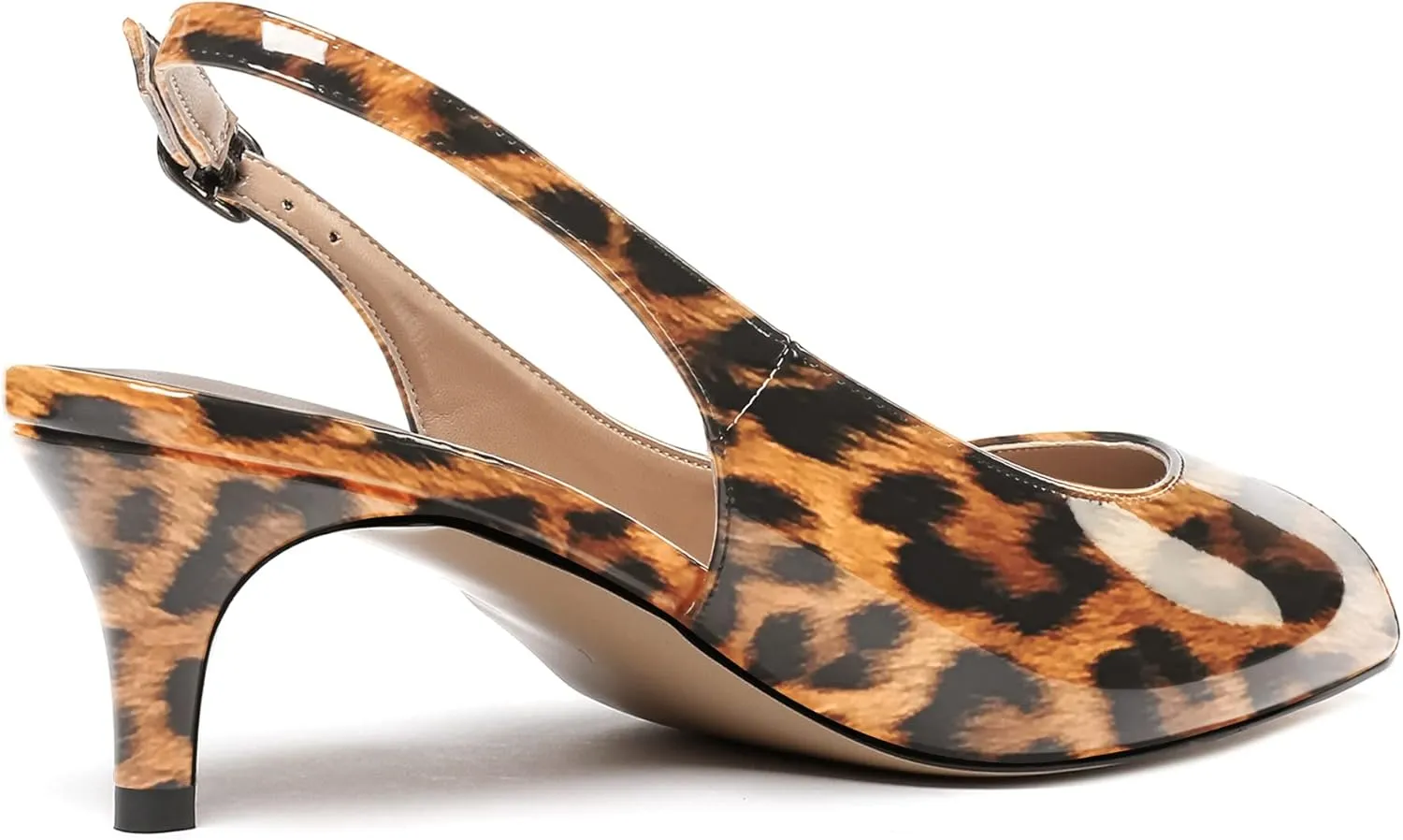 WAYDERNS Women's Peep Toe Patent Slingback Ankle Strap Kitten Low Heel Pumps Ladies Cute Dress Shoes 2 Inch