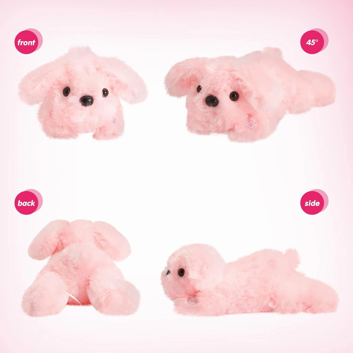 WEWILL 10'' Light up Pink Puppy Dog LED Stuffed Animal with Colorful Night Light Glow Soft Plush Toy Gifts for Kids on Christmas Birthday