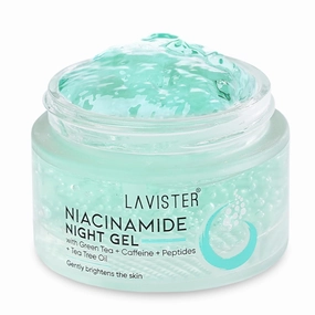 WF Niacinamide Night Gel for Acne Prone Skin With Peptides, Green Tea, Caffeine,Niacinamides, Tea Tree Oil | Fades Dark Spots, Acne Scars| Improves Skin Hydration| Suitable for All Skin Types | 50g