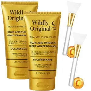 Wildly Original Turmeric Kojic Acid   Collagen Night Mask,Wildly Original Face Mask,Peel off Kojira Mask Brightens & Defends Against Skin Stress for a Clear,Glowing Complexion,Korean Skincare (2PCS)