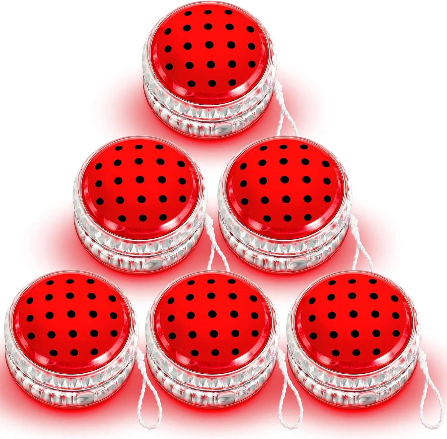 Woanger 24 Pcs Ladybug Party Favors Light up Yoyo Bulk LED Responsive Balls Novelty Plastic Rainbow Yoyo for Kids Adults Beginner Ladybug Themed Birthday Party Decorations Classroom Prizes Favors