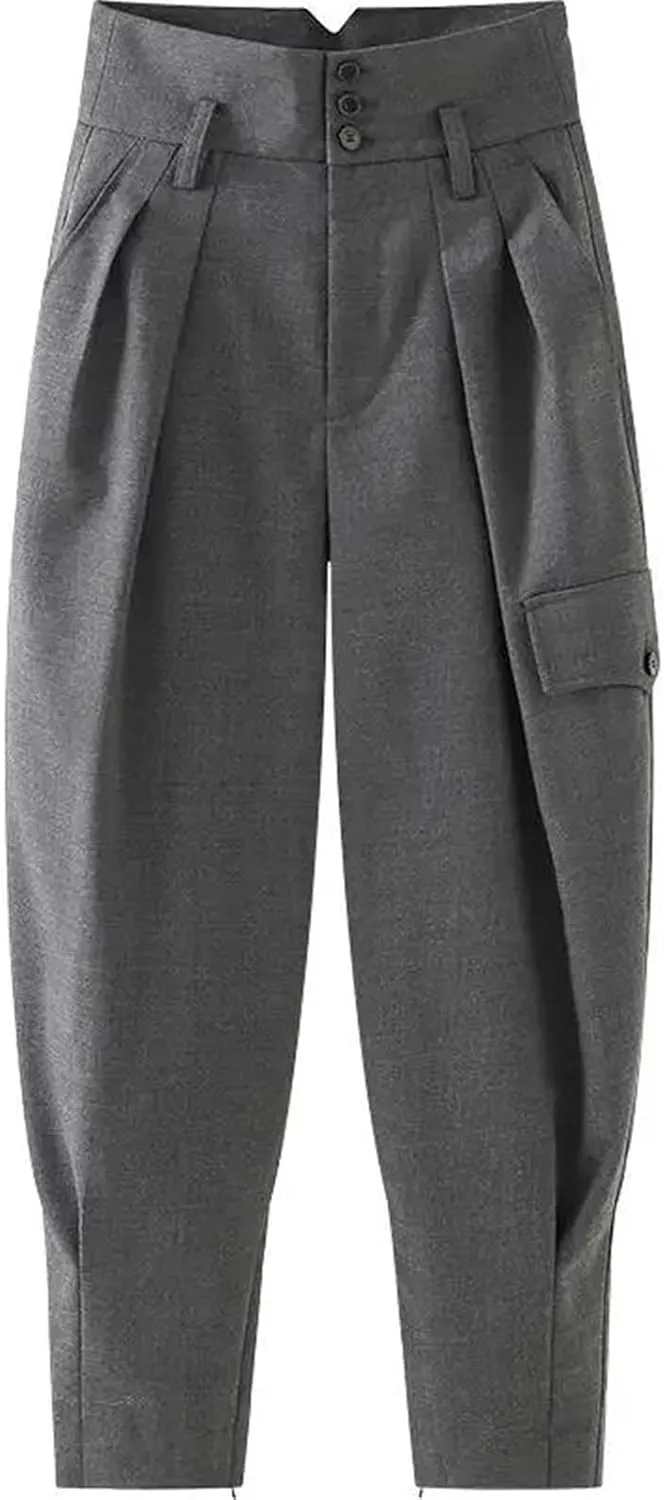 Women’s Corset Overalls Wide-Leg Pants High Waist Year-Round Retro Casual Trousers