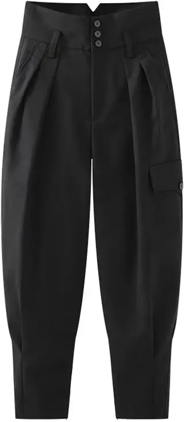 Women’s Corset Overalls Wide-Leg Pants High Waist Year-Round Retro Casual Trousers