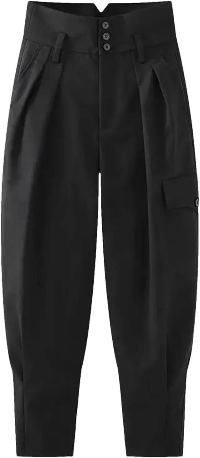 Women’s Corset Overalls Wide-Leg Pants High Waist Year-Round Retro Casual Trousers