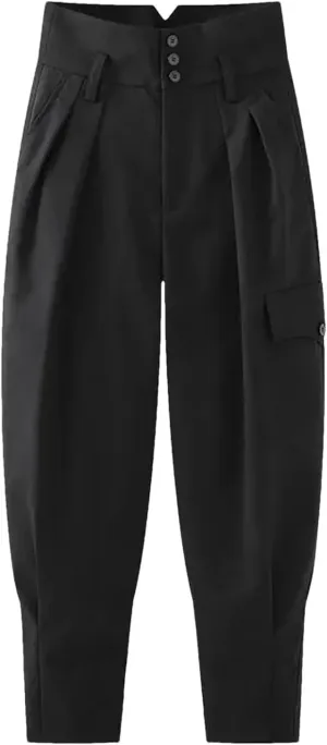 Women’s Corset Overalls Wide-Leg Pants High Waist Year-Round Retro Casual Trousers