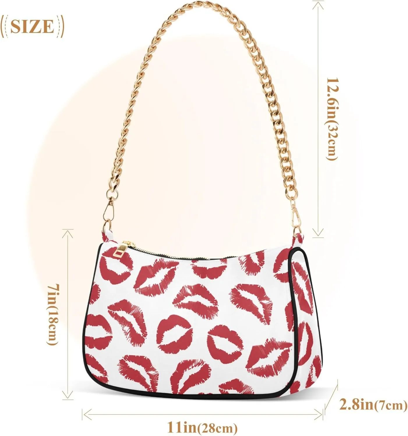 Women's Handbags Tote Crossbody Bag Stylish Purse Ladies Shoulder Bag Handbag Red Lipstick Kiss Crescent Bag